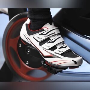Venzo Cycling Shoes Unisex Men US 10 EU 44.5 SPD Look Delta Peloton White